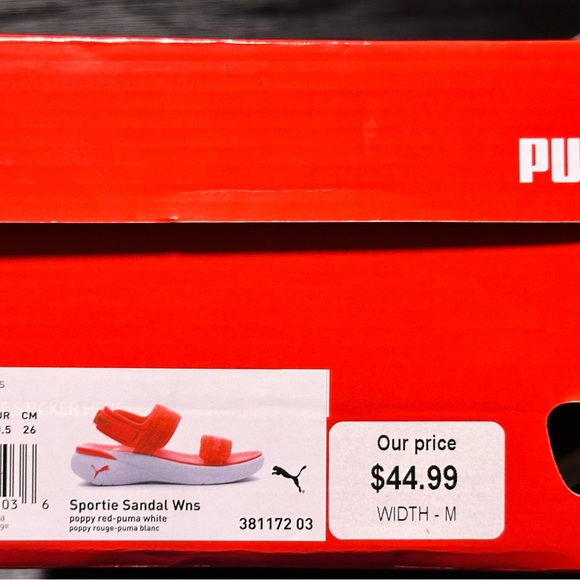 Puma Women’s Sportie Sandals - Poppy Red and White - Picture 1 of 5